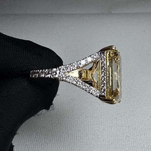 Emerald Cut Yellow <b>Diamond</b> <b>Ring</b>, 18K Gold Statement Jewelry, Luxury Bespoke Engagement <b>Ring</b> - Product Image 3