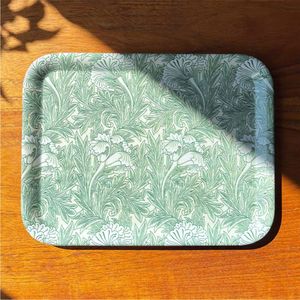 Bandeja de Servir Vintage con Diseño de Mariposa Azul Esmaltada, Borde Dorado, Rectangular, Decorativa, de Metal, para Mesa de Café, Utensilios de Cocina, Platos Decorativos - Product Image 5