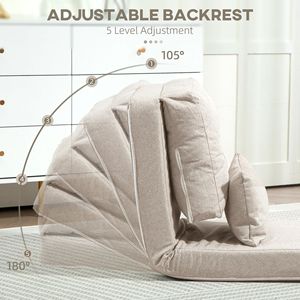 Convertible Beige <b>Floor</b> Chair <b>Sofa</b> Bed with Adjustable Backrest Folding Upholstered Couch for Basement Extendable Foam-Filled - Product Image 4