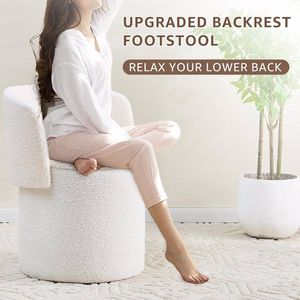 Tabouret de vanité pliable moderne avec repose-pieds en velours Teddy, siège supplémentaire et petite table d'appoint, ottoman de rangement extra confortable - Product Image 5