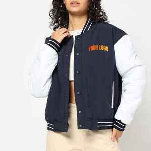 Trendy Custom Women Varsity <b>Jacket</b> with Embroidered Logo, <b>Warm</b> <b>Fleece</b> Baseball Varsity <b>Jacket</b> for Casual Wear - Product Image 4