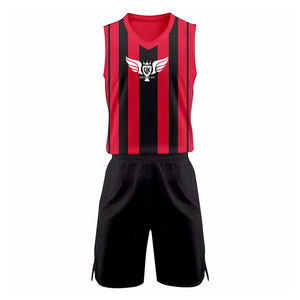 ชุดยูนิฟอร์มวอลเลย์บอลลายทางสีแดงดำแบบกำหนดเอง เสื้อทีมชายแขนกุดพร้อมกางเกงขาสั้น ชื่อและหมายเลขส่วนบุคคล ชุดกีฬา - Product Image 2