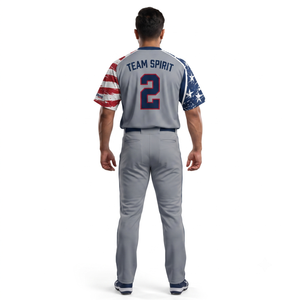 Maillot de baseball patriotique personnalisé sublimé 100 % polyester, uniforme d'entraînement avec logo brodé, tenue d'équipe adulte OEM - Product Image 2
