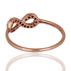 Indian Handcrafted White Topaz Accent Promise <b>Infinity</b> Ring Made in Solid 9K <b>Rose</b> Gold Luxury Wedding Gift Jewelry for Women - Product Image 3