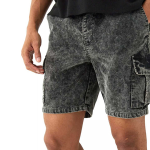 Shorts de jogging en molleton bouclette pour hommes, en coton délavé à l'acide, à ourlet brut, style vintage, respirants, antibactériens, OEM ODM - Meilleures ventes - Product Image 4