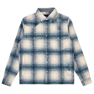 Chemise en flanelle pour homme 100% coton, manches longues, décontractée, boutonnée - Product Image 1