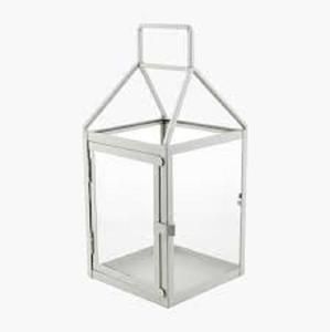 Farol de metal y vidrio plateado para decoración del hogar y Ramadán, faroles colgantes en oferta. - Product Image 3