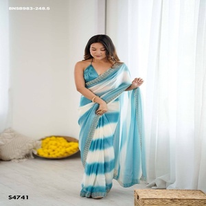 Magnifique collection de sarees et chemisiers en satin de qualité supérieure avec des travaux de diamants Zarkan, vêtements ethniques pour femmes - Product Image 1