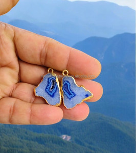 Hot Selling Premium Quality Agate Slice Druzy Fine Dangler Earrings Fashion Jewelry Real Gemstone Slice Latest Earrings in Bulk - Product Image 3