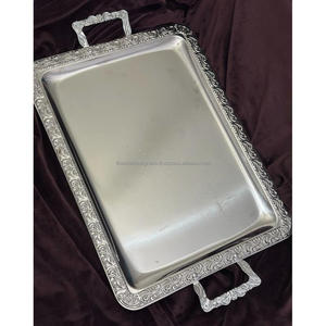 Bandejas Decorativas con Grabado Personalizado, Bandeja de Servicio de Metal con Borde Diseñado, Artículos para Eventos - Product Image 1
