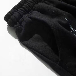 Men's Black Flame Rhinestone <b>Shorts</b> Street Style Drawstring Waist <b>Sequined</b> Print Breathable Knitted Fabric - Product Image 4