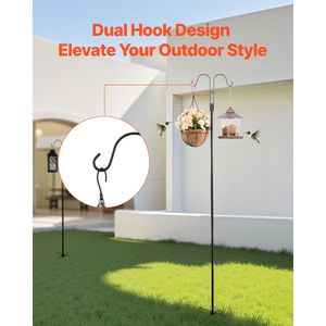 8 Pack 108 Inch Heavy Duty Double Shepherds <b>Hooks</b> 3/4 Inch Thick Garden Bird Feeder <b>Poles</b> for Outdoor Backyard Birding - Product Image 3