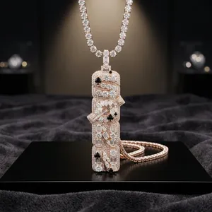 Joyería de Estilo Hip Hop Unisex para Uso Diario, Colgante de Diamante en Oro Rosa, Corte Brillante Redondo, Joyería de Diamante de Laboratorio - Product Image 4