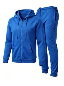 Conjunto de Sudadera con Capucha y Cremallera para Hombre, Color Blanco, Corte Regular, Felpa de Algodón, Informal, Invierno, Diseño Impermeable con Bolsillos - Product Image 6