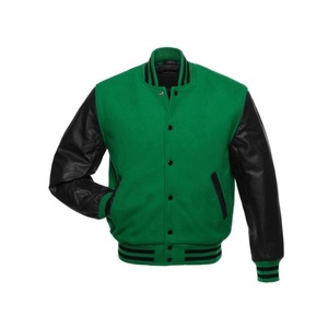Veste universitaire pour homme de haute qualité, couleur bleue et manches blanches, veste universitaire d'hiver pour garçons avec manches en cuir - Product Image 1