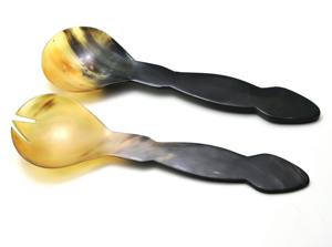 Ensemble de 2 cuillères à salade en corne, design tendance, fabriquées à la main à partir de corne de buffle naturelle, au prix le plus bas. - Product Image 6
