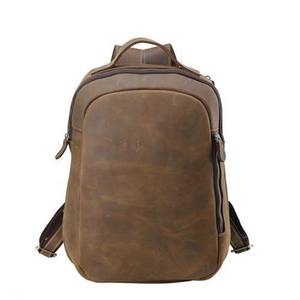 Oversized Waterproof Leather <b>Backpack</b> Anti-Theft Vintage Laptop Rucksack Genuine Leather Rucksack LBP-0376 - Product Image 2