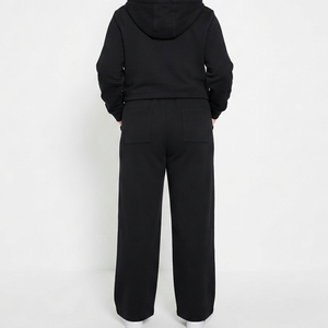 Pantalones Deportivos Negros de Pierna Ancha y Corte Holgado Personalizados de Alta Demanda OEM, 100% Algodón Felpa, Pantalones de Yoga para Mujer - Product Image 3