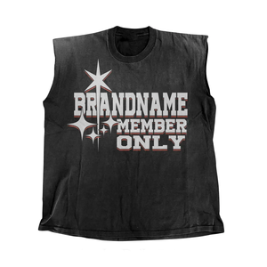 T-shirt 100% coton pour homme, coupe ample, imprimé, 180 GSM, sans manches, noir, impression graphique, impression sérigraphique personnalisée. - Product Image 1