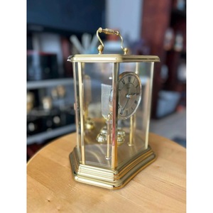 Horloge de bureau en laiton, forme polygonale, mouvement mécanique silencieux, sans tic-tac, affichage des heures par sonnerie, finition dorée - Product Image 2