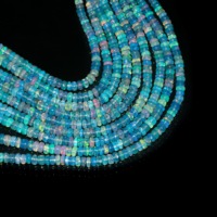 Perles Rondelles d'Opale Bleu Ciel Naturel 3-5mm, Fil de 16 Pouces, Perles de Pierre Précieuse en Vrac à Feu Bleu pour la Fabrication de Bijoux, Vente en Gros