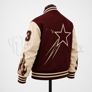 Chaqueta Varsity Personalizada para Hombre, Chaqueta Letterman con Cuerpo de Lana, Mangas de Cuero, Chaqueta Bomber de Béisbol con Parches Bordados - Product Image 4