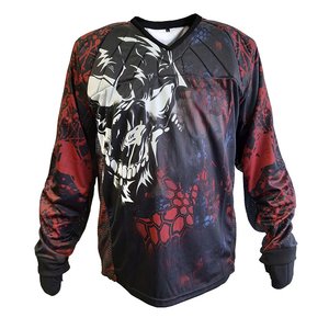 Mens Breathable Paintball Jersey Long Sleeve Lightweight Shooting Shirt <b>Skull</b> Camo Print Sportswear for Outdoor Team Game - Product Image 1