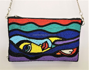 Handmade Vintage Hook Beaded Crossbody Bag Colorful Abstract Face Design <b>Shoulder</b> Purse for Women Evening Party Wholesale Buyers - Product Image 1