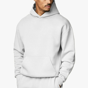 Sudadera con Capucha Azul Sólida para Hombre, Corte Holgado, con Bolsillo Canguro, Estilo Casual para Otoño - Product Image 2