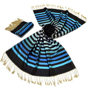 Écharpe en soie faite main 2026, tissée réversible, bicolore, motif vintage automne, longue, unie, teinte, design lignes multicolores, pour femme - Product Image 2