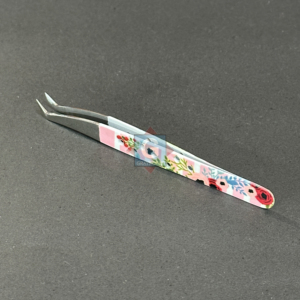 Pinzas de Precisión para Pestañas de Acero Inoxidable con Diseño Floral y Puntas Suaves para Extensión de Pestañas Postizas - Product Image 1