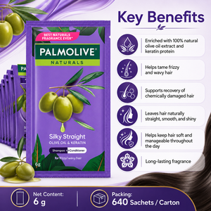 Shampooing Palmolive Naturals Silky Straight à l'huile d'olive et à la kératine 6G |   Lisseur et lisseur chauffant 2-en-1 - Product Image 2