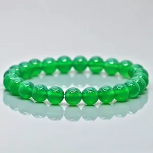 Natural Green Onyx 8mm Ball-Shaped Smooth AAA Grade Beads Trendy Unisex Gift <b>Stretch</b> <b>Bracelet</b> for Hinduism Occasions - Product Image 6