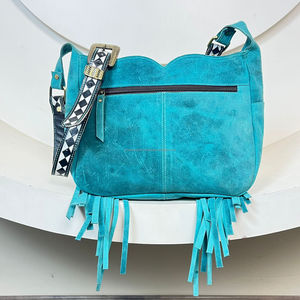 กระเป๋าสะพายไหล่หนังกลับลายตารางหมากรุก แต่งพู่หนังแท้ ดีไซน์ลูกเต๋า แฟชั่นหรูหราสำหรับผู้หญิง ขายส่งแบบใหม่ - Product Image 5