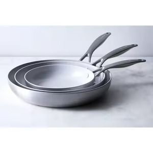 3 Sizes Light Gray Ceramic Coated Nested Frying <b>Pan</b> Set Ergonomic Handle Cooking <b>Pan</b> For Modern Healthy Kitchens - Product Image 1