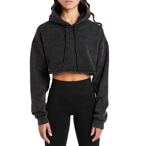 Sudadera Corta con Capucha para Mujer, Corte Cuadrado, Manga Larga, con Tela de Mezcla de Algodón Premium para Uso Diario Informal y Streetwear - Product Image 1