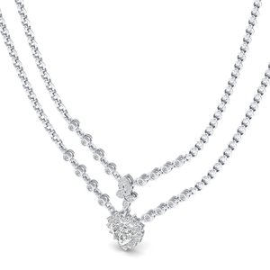 REYES Shining Double Layer Heart Cut 5.53 Carat Moissanite Necklaces Luxury 14K 18K 22K <b>Solid</b> <b>Gold</b> Gifts Fine Jewelry For Women - Product Image 3