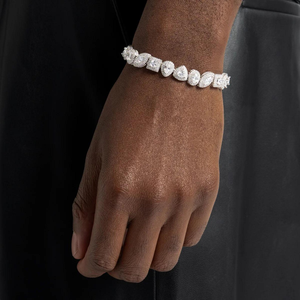 AMBER JEWELS 18K Solid Gold Natural Stone Radiant Cut Geometric Hiphop Tennis <b>Bracelet</b> Claw Setting Unisex Luxury Anniversary - Product Image 3
