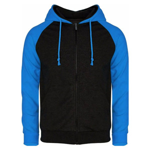 Custom Logo Men Hoodie Raglan Sleeve Full Zip Hoodie Color Block Cotton Fleece Sweatshirt Wholesale Streetwear Hoodie Pullover - Product Image 1