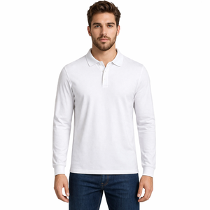 Pull-over en coton de haute qualité, anti-plis, à manches longues, couleur unie, tricoté, pour hommes, avec logo personnalisé, service OEM - Product Image 1