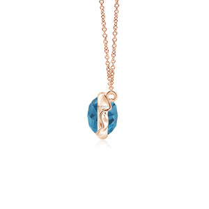 Colgante Solitario con Topacio Azul Corte Brillante Redondo en Engaste de Bisel, Chapado en Rodio, Joyería de Lujo para Mujer, Oro 10K 14K 18K, Plata 925 - Product Image 4