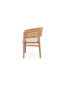 Fauteuil en bois moderne avec assise rembourrée et dossier en rotin, design scandinave pour salle à manger, hôtel et café - Product Image 5