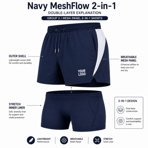 Custom Navy Blue Color Men's Sport <b>Shorts</b> Premium Mid Waist Drawstring Breathable Mesh Side Stripe Performance <b>Running</b> Men <b>Short</b> - Product Image 2