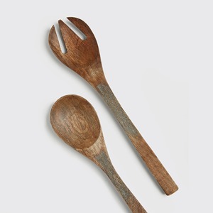 Elegant Wooden Salad <b>Serving</b> Set with Natural Finish for Kitchen Table and Buffet Presentation - Product Image 3