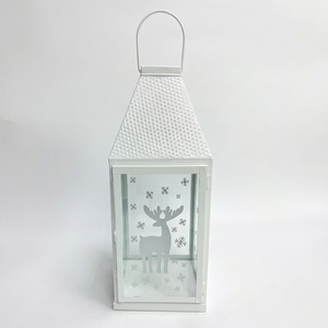 Metal and Glass Lantern with Windproof Pillar Holder for Home Decoration and Christmas Parties Garden Lantern - Product Image 1