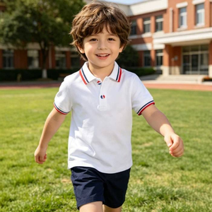 Kits d'uniformes en coton personnalisés avec logo pour les enfants du collège, unisexes, garçons et filles, OEM ODM, vente en gros directe d'usine - Product Image 1