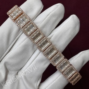 Pulsera de tenis de oro rosa de 10K con diamantes VVS de 13mm, estilo hip hop, joyería de lujo con incrustaciones brillantes, regalo para hombres y mujeres, corte cojín - Product Image 5