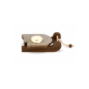 Porte-bougie en bois en forme de cœur, design traîneau, décoration de Noël moderne, artisanat - Product Image 5