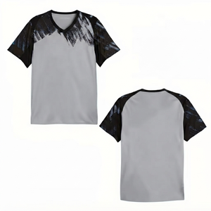 Maillot de foot gris clair DEOGEN EXPORTS, impression par sublimation, manches courtes, vêtements de sport, vêtements athlétiques pour hommes, col en V - Product Image 1