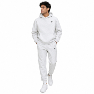 Conjunto Deportivo de Felpa con Capucha para Hombre, Color Gris Claro, Corte Regular, Dos Piezas, Sudadera con Capucha y Pantalones Deportivos Casuales, Ropa Urbana, Logotipo Personalizado OEM, Ropa de Invierno - Product Image 1